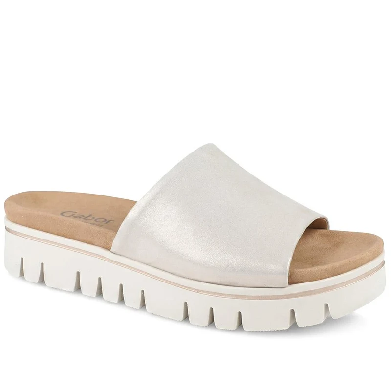 Gabor Wide Fit Leather Platform Mules - GABC44515 / 330 255 - Taupe
