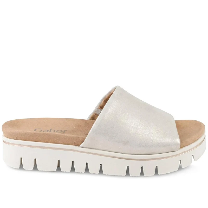 Gabor Wide Fit Leather Platform Mules - GABC44515 / 330 255 - Taupe