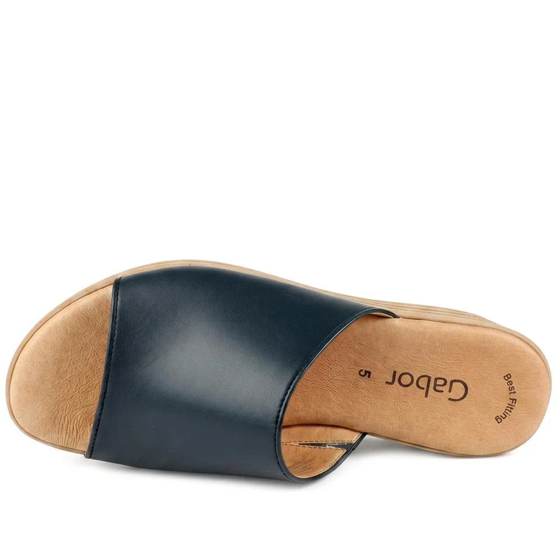 Gabor Leather Wedged Mule Sandals - GABC44507 / 330 262 - Black