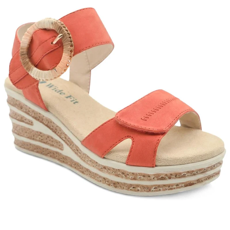Wide Fit Adjustable Fasten Wedged Sandals - WBINS43045 / 329 121