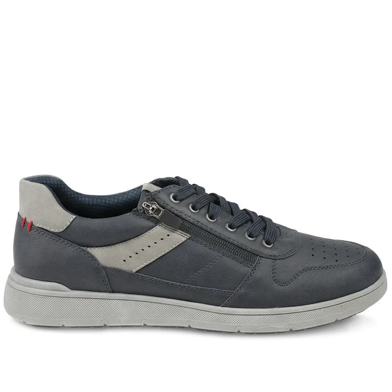 Wide Fit Zip & Lace Casual Trainers - GANG43004 / 329 271 - Navy