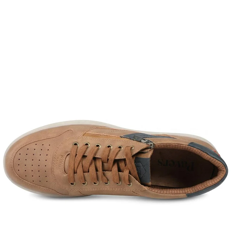Wide Fit Zip & Lace Casual Trainers - GANG43004 / 329 271 - Tan