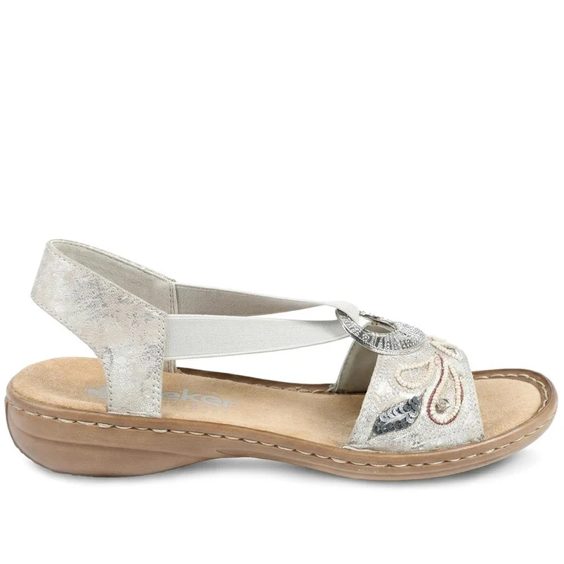 Rieker Elasticated Embellished Sandals - RKR43002 / 328 762 - Metallic