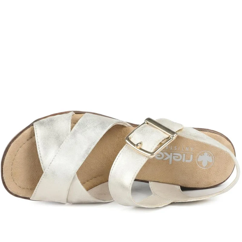 Rieker Buckle Fasten Strappy Sandals - RKR43576 / 329 207 - Metallic