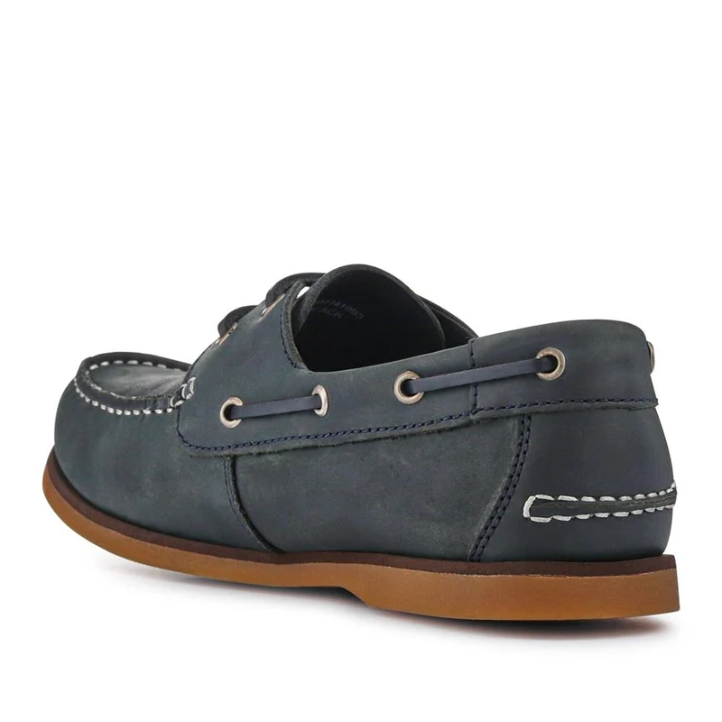 Casual Leather Boat Shoes - SHAFI41003 / 327 098 - Black