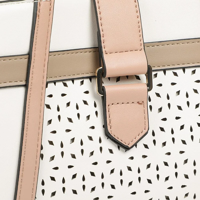 Laser Cut Detail Multiway Handbag - HETIA43004 / 329 235 - Beige Multi
