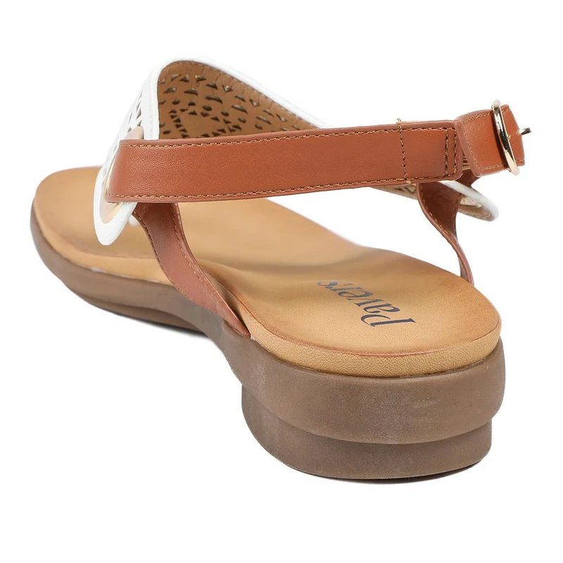Slingback Toe Post Sandals - BAIZH43047 / 329 112 - White-Tan