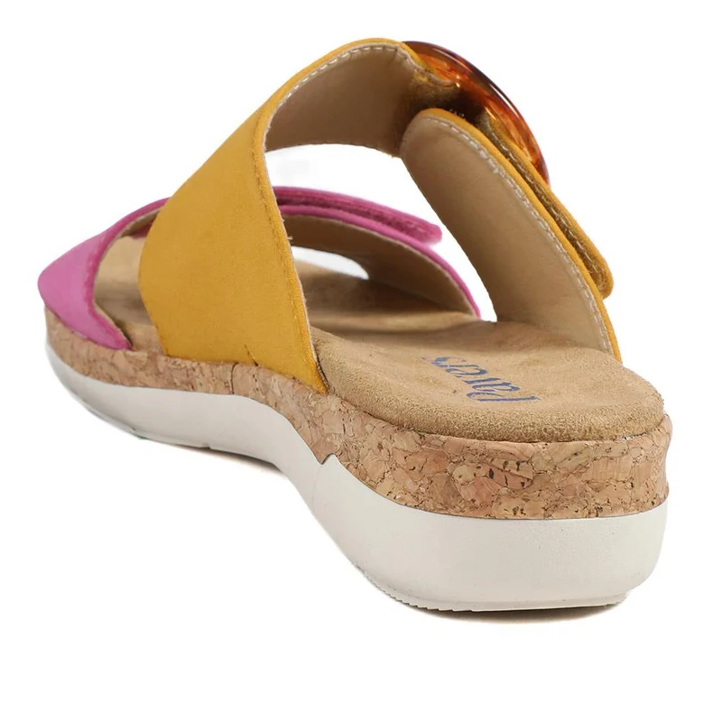 Dual Adjustable Fasten Mule Sandals - WBINS43013 / 329 089 - Mustard-Pink