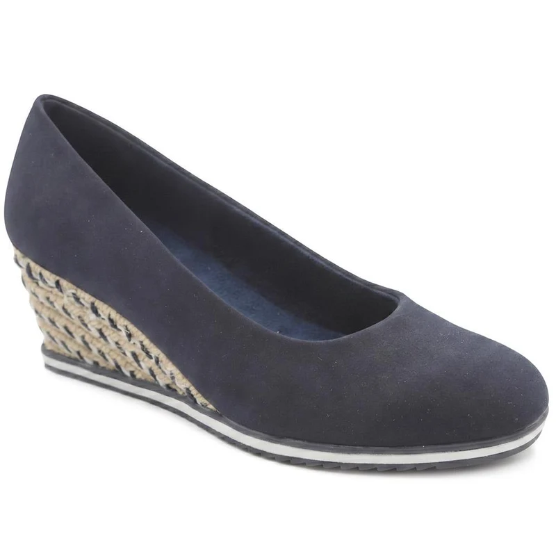 Wedge Heel Espadrille Trim Pumps - WBINS43009 / 329 176 - Navy