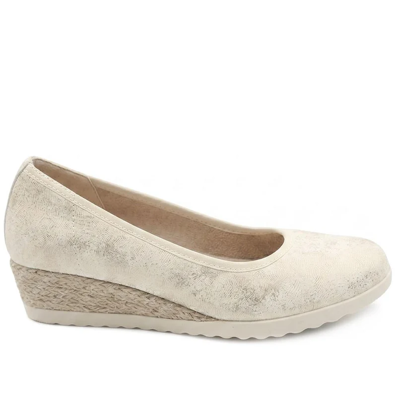 Espadrille Trim Wedge Pumps - WBINS43008 / 329 175 - Soft Gold