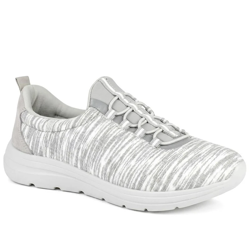Wide Fit Memory Foam Bungee Lace Trainers - BRK43033 / 329 274 - Grey