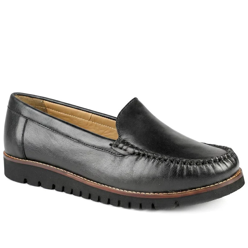 Casual Leather Moccasins - MOEN43007 / 329 557 - Black