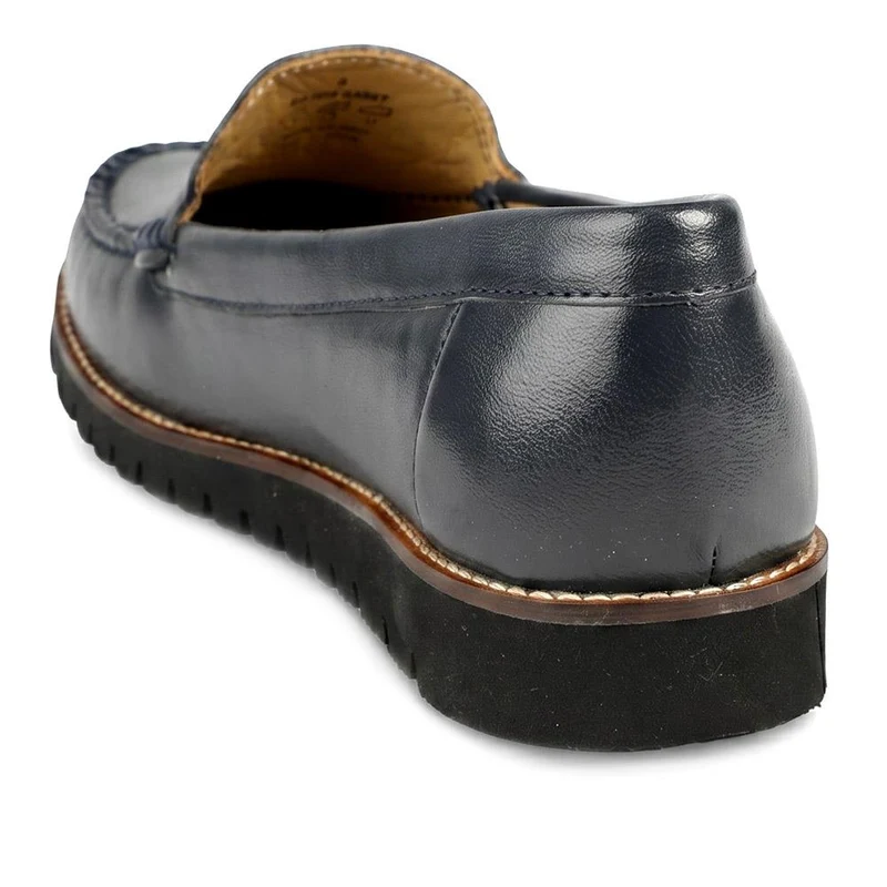 Casual Leather Moccasins - MOEN43007 / 329 557 - Navy