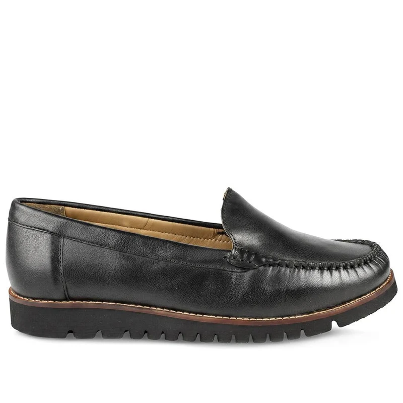 Casual Leather Moccasins - MOEN43007 / 329 557 - Black