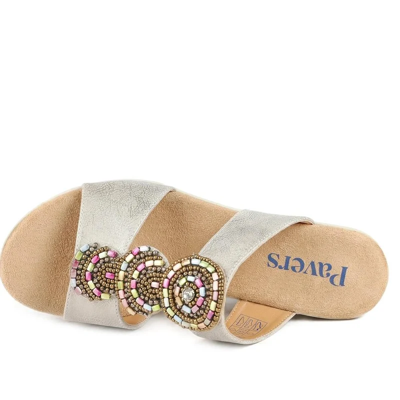 Wedge Heel Jewelled Sandals - WBINS43087 / 329 160 - Soft Gold