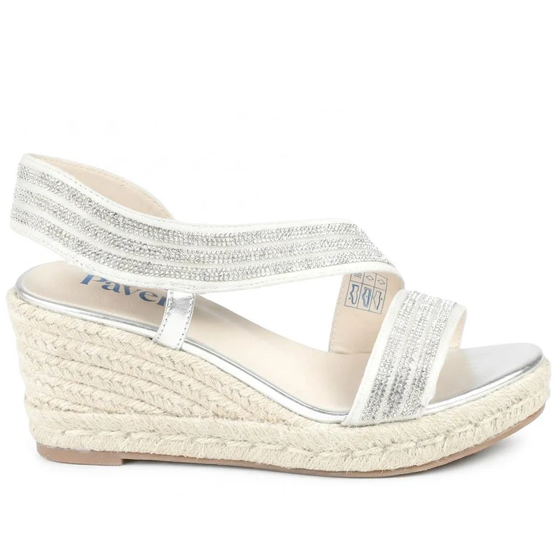 Diamante Elastic Fit Espadrilles - WBINS43083 / 329 262 - Silver