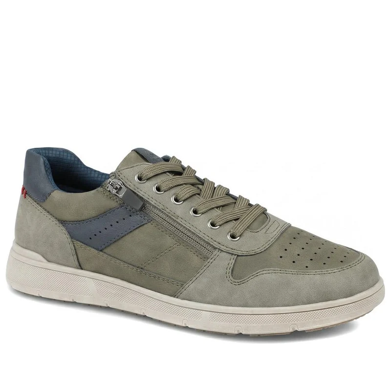 Wide Fit Zip & Lace Casual Trainers - GANG43004 / 329 271 - Khaki