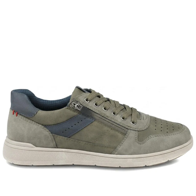 Wide Fit Zip & Lace Casual Trainers - GANG43004 / 329 271 - Khaki