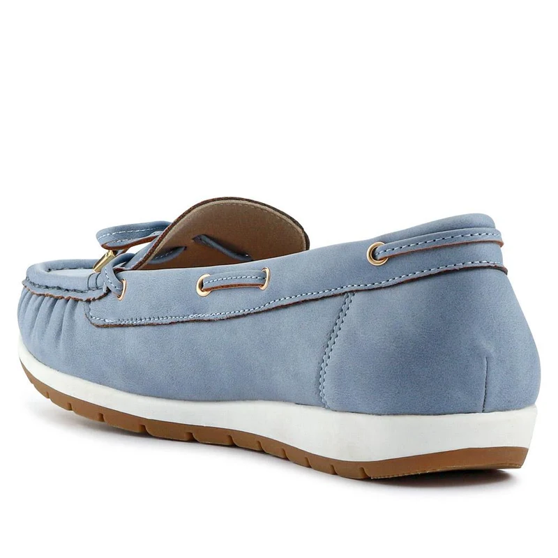 Bow Detailed Moccasins - BAIZH41038 / 327 316 - Denim
