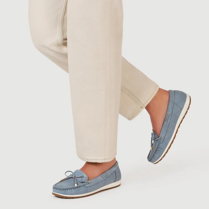 Bow Detailed Moccasins - BAIZH41038 / 327 316 - Denim