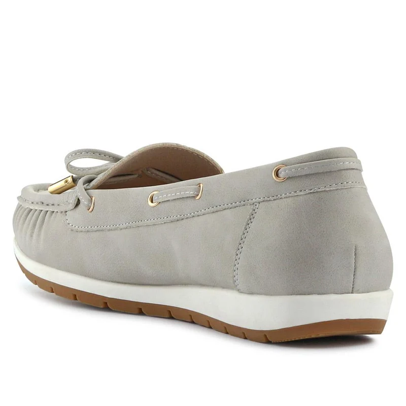 Bow Detailed Moccasins - BAIZH41038 / 327 316 - Light Grey