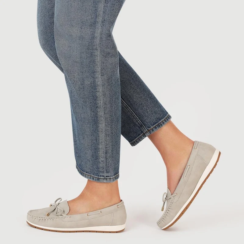 Bow Detailed Moccasins - BAIZH41038 / 327 316 - Light Grey