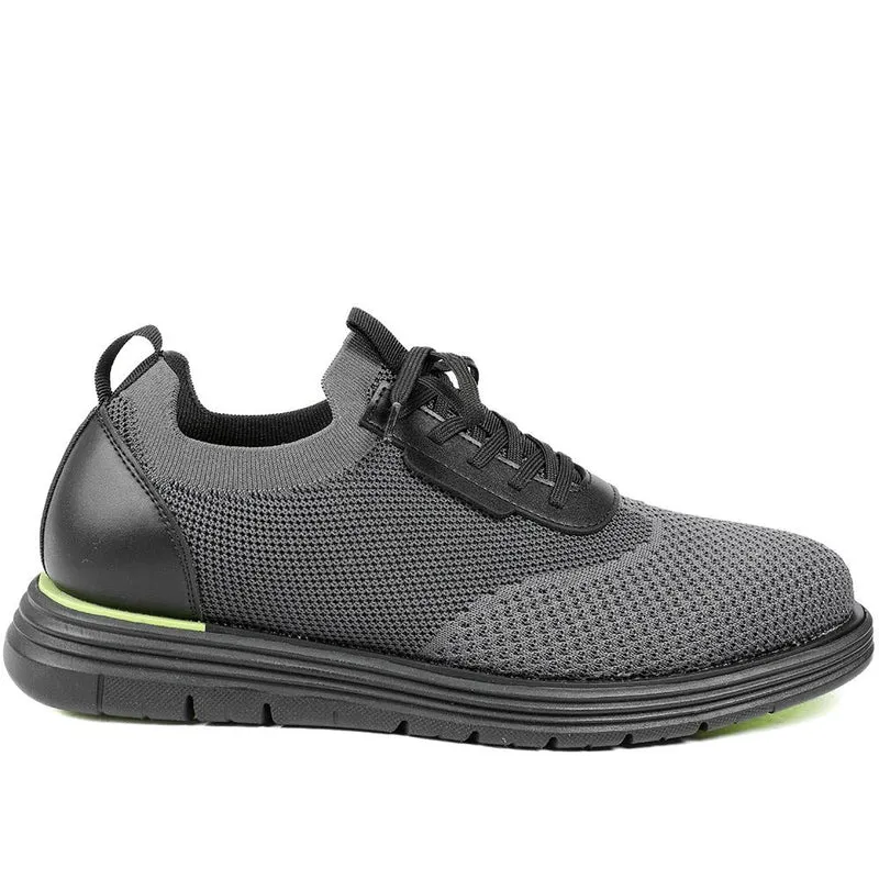 Knitted-Upper Lace-Up Shoes - XINGH41000 / 327 533 - Black