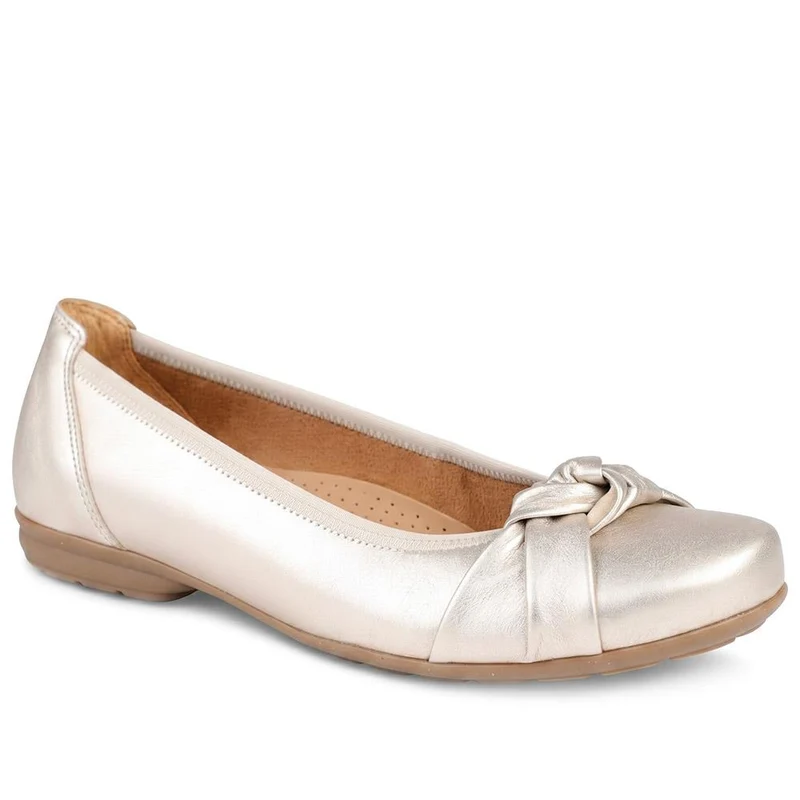 Gabor Wide Fit Leather Heeled Pumps - GABC44509 / 330 264 - Soft Gold