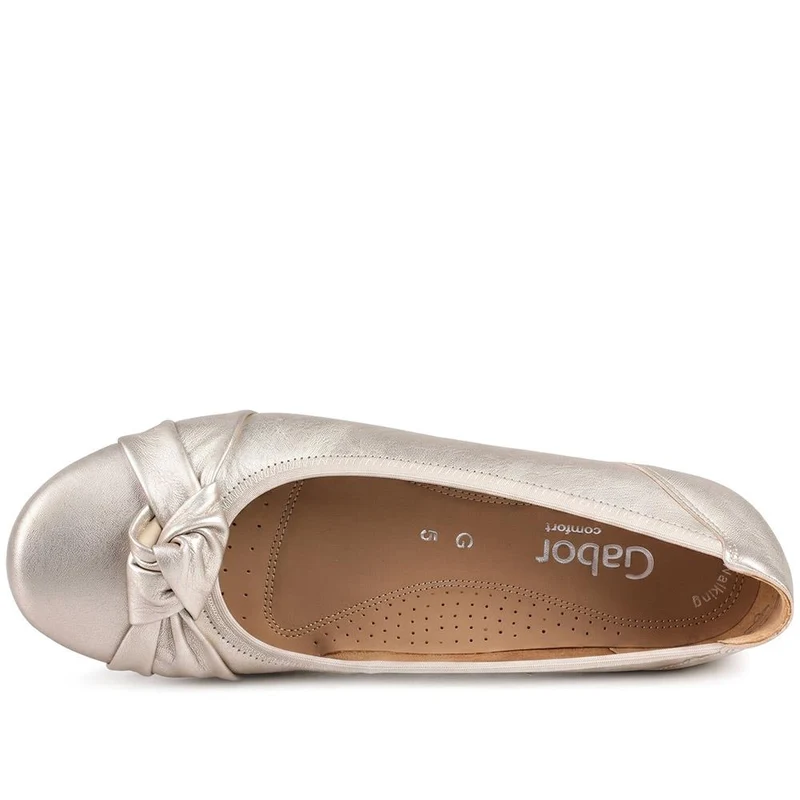 Gabor Wide Fit Leather Heeled Pumps - GABC44509 / 330 264 - Soft Gold