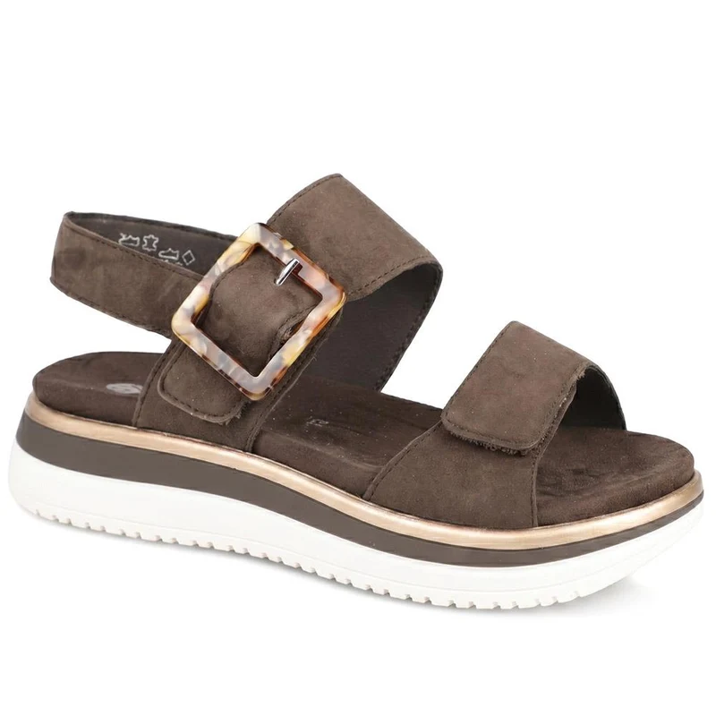 Remonte Leniella Square Leather Sandals - DRS43511 / 329 361 - Choco Suede