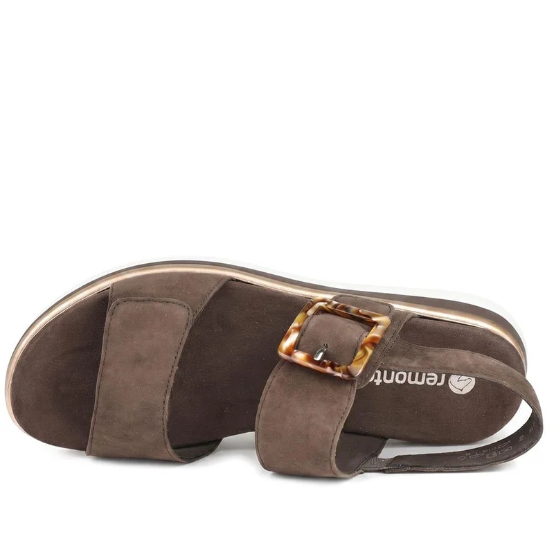 Remonte Leniella Square Leather Sandals - DRS43511 / 329 361 - Choco Suede