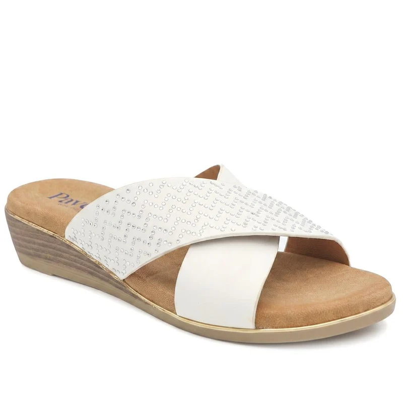 Wide Fit Cross Strap Mule Sandals - BAIZH43065 / 329 525 - White