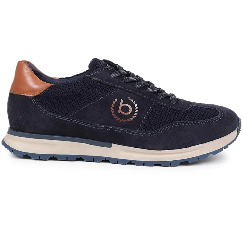Leather Lace-Up Trainers - BUG40500 / 325 614 - Navy Suede