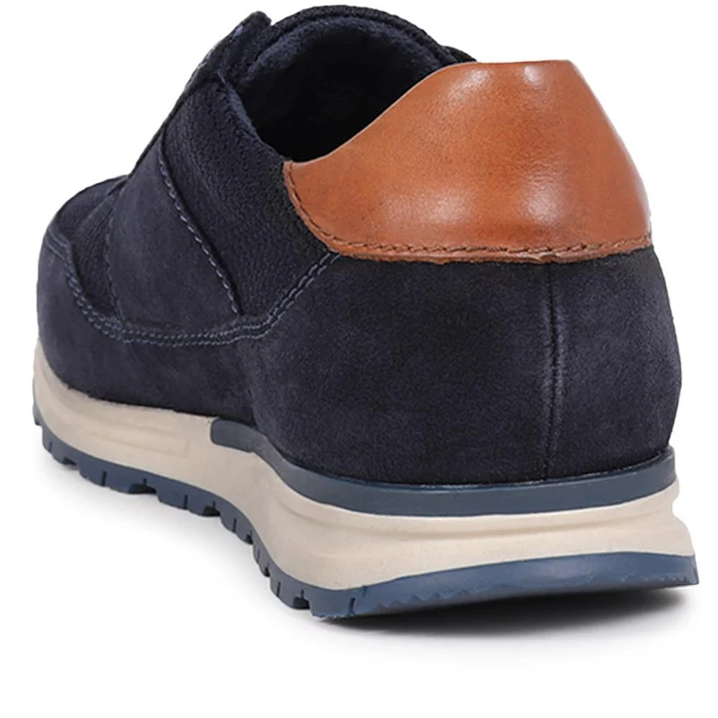 Leather Lace-Up Trainers - BUG40500 / 325 614 - Navy Suede