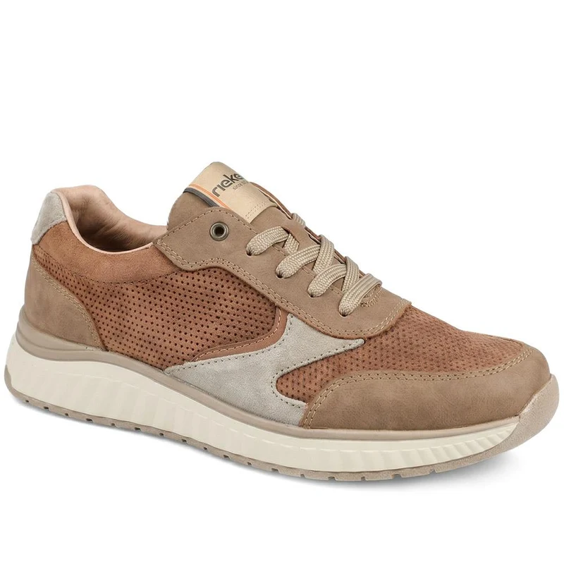Rieker Leather Zip & Lace Trainers - RKR43512 / 328 771 - Brown