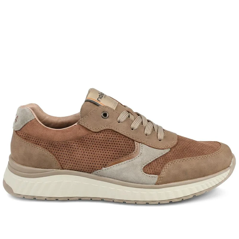 Rieker Leather Zip & Lace Trainers - RKR43512 / 328 771 - Brown