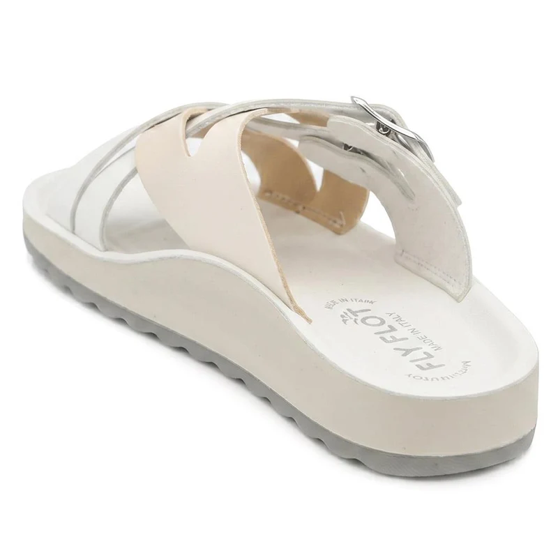 Fly Flot Strappy Dual Buckle Slip On Sandals - FLY43010 / 328 646 - Ivory