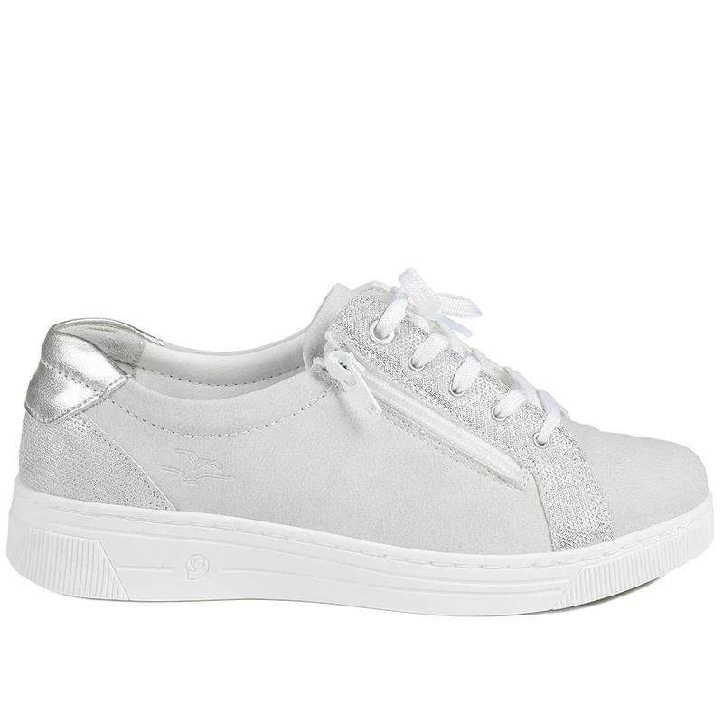 Leather Trainers with Functional Zip - CAL43001 / 329 364 - Taupe