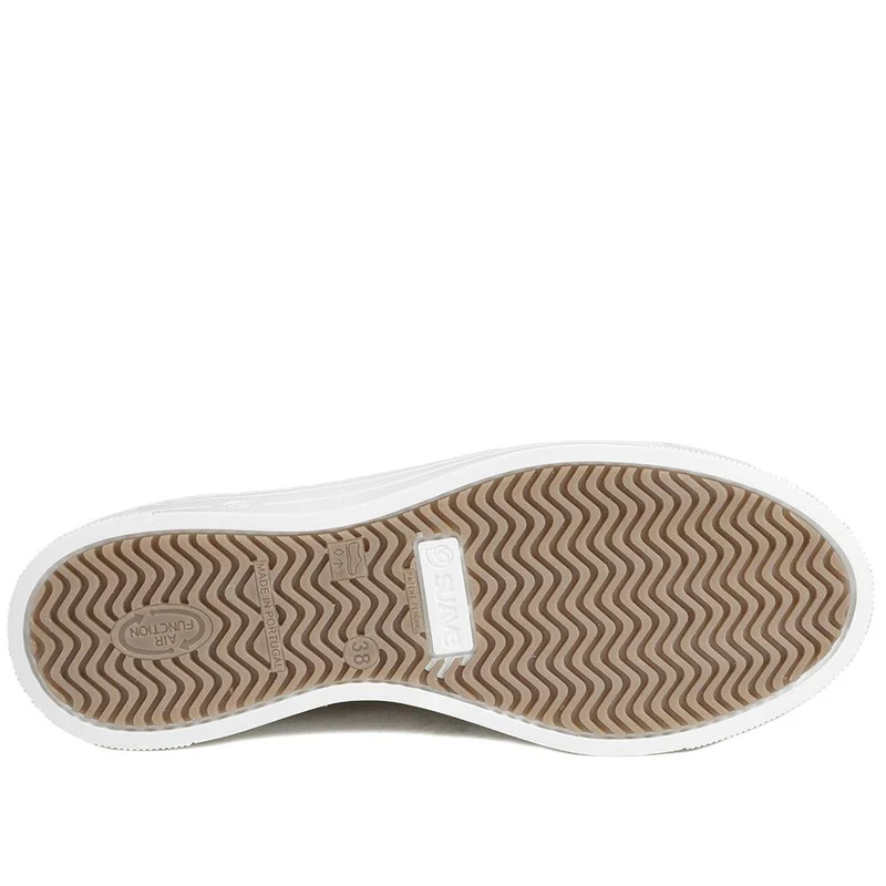 Leather Trainers with Functional Zip - CAL43001 / 329 364 - Taupe