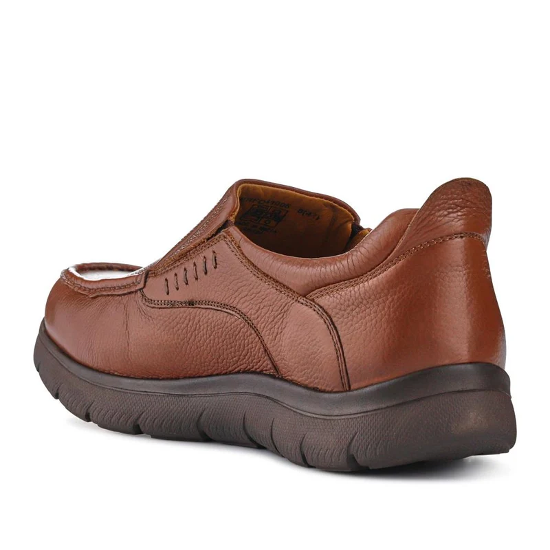 Wide Fit Leather Slip-On Shoes - PERFO41005 / 327 383 - Tan