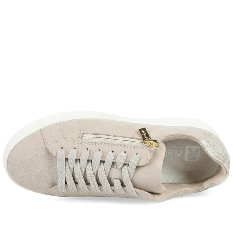 Rieker Leather Zip & Lace Platform Trainers - RKR43539 / 328 768 - Grey
