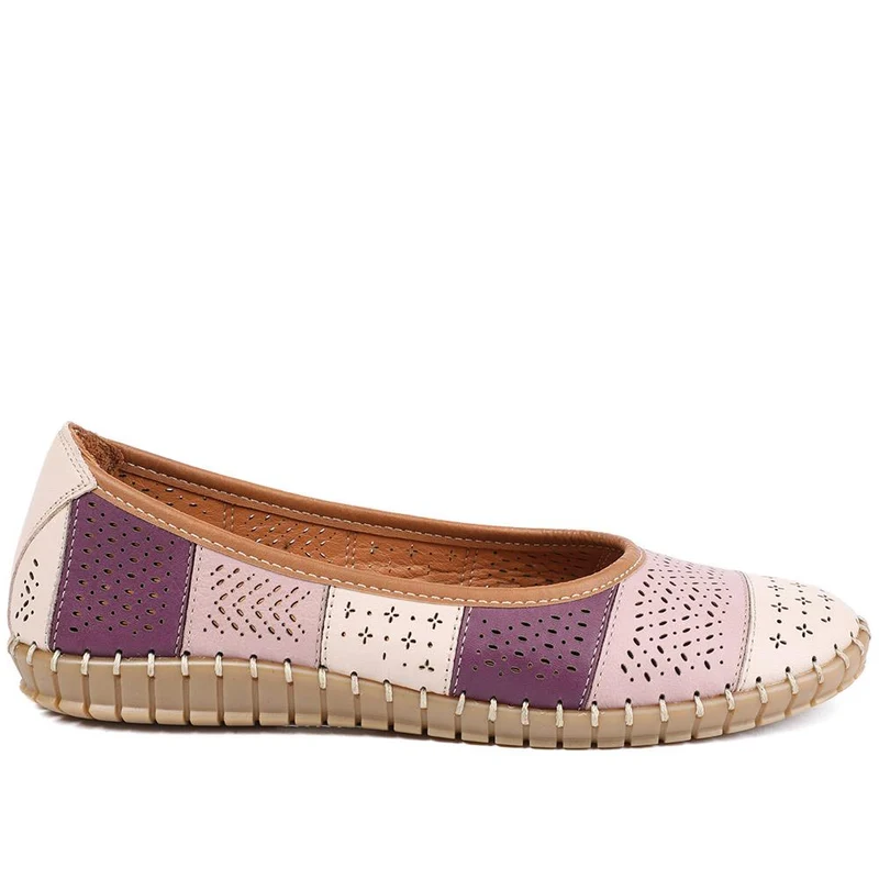 Bellissimo Leather Laser Cut Pumps - BELMET43008 / 329 220 - Lilac Multi