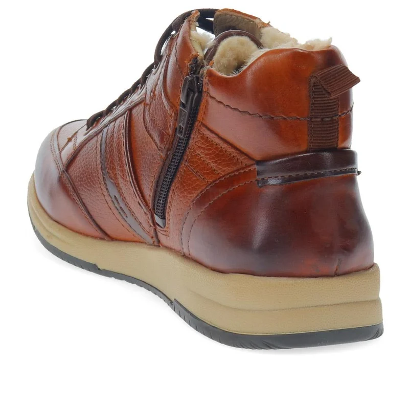 Lace-Up Leather Ankle Boots - PARK40052 / 325 809 - Cognac