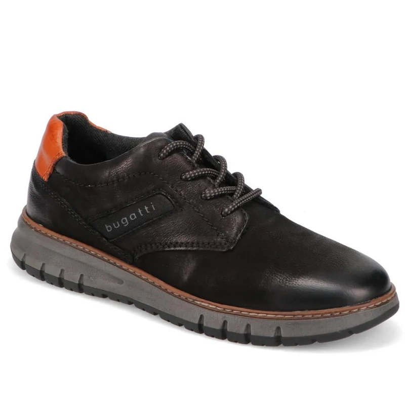 Casual Leather Lace-Up Shoes - BUG40522 / 326 008 - Black