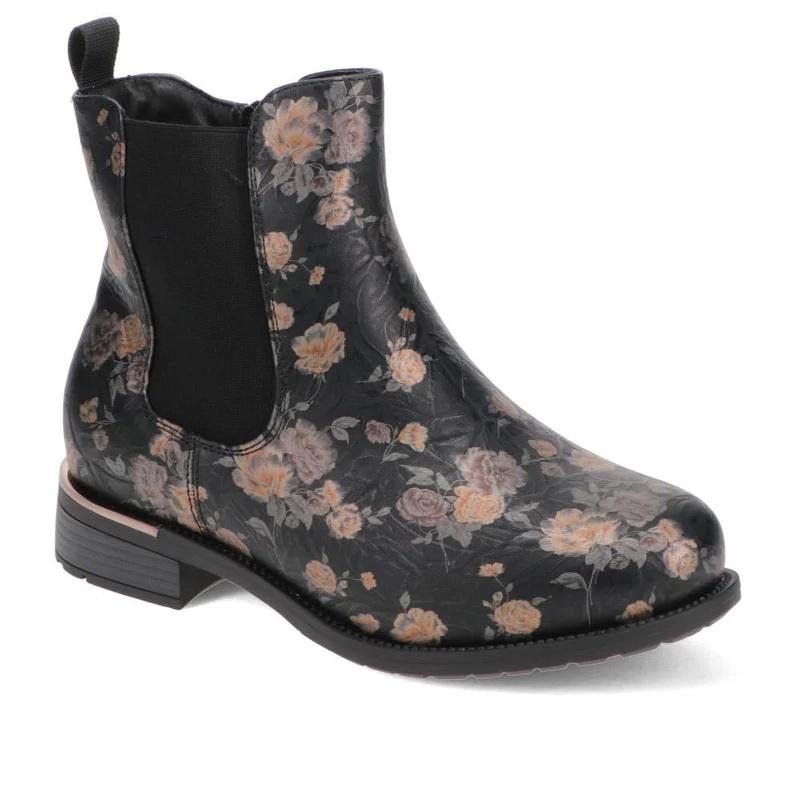 EasyFit Block-Heel Ankle Boots - CARELLA / 326 122 - Black Floral