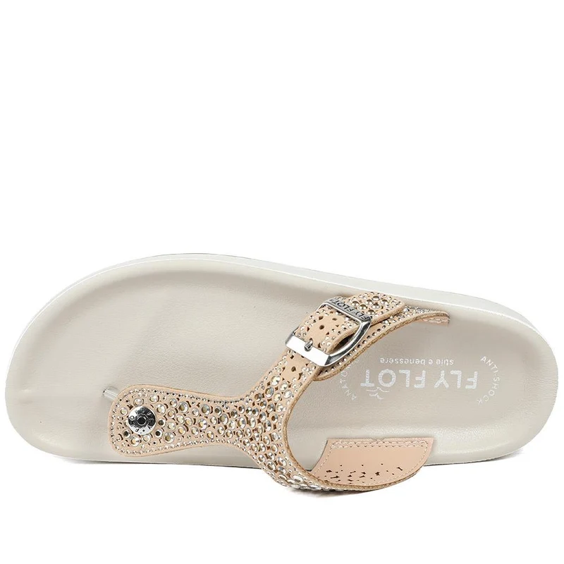 Fly Flot Buckled Toe Post Sandals - FLY43002 / 328 641 - Beige