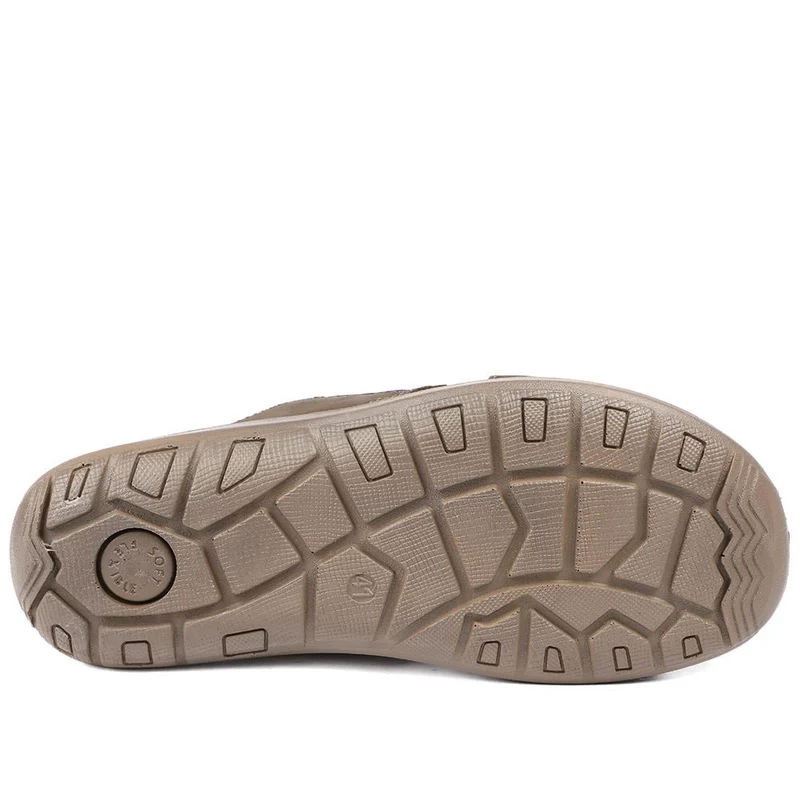 Leather Cross Strap Slip On Sandals - DDIN43010 / 329 105 - Brown