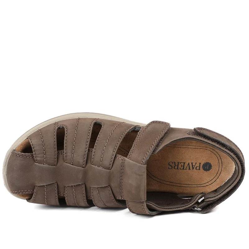 Dual Adjustable Fasten Leather Sandals - DDIN43009 / 329 104 - Brown