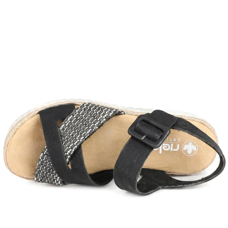 Rieker Strappy Adjustable Fit Sandals - RKR43581 / 329 225 - Black