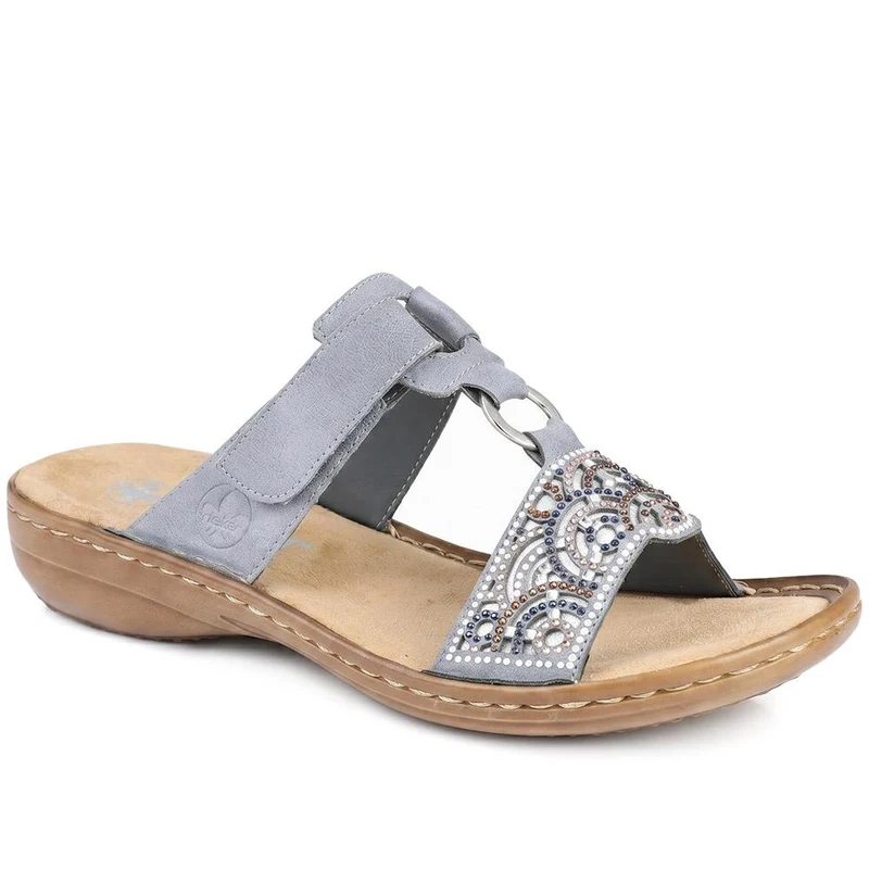 Rieker Adjustable Fasten Slip On Sandals - RKR43580 / 329 215 - Blue
